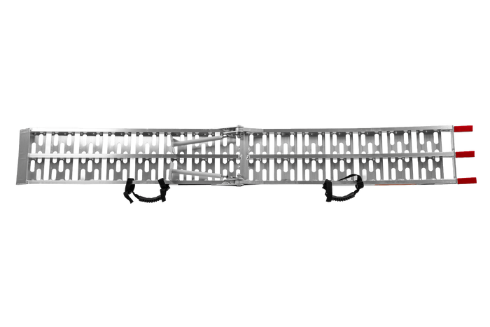 UNITRAILER ALR003 salokāma alumīnija rampa piekabei 221 cm 340 kg ar jostu un atbalstu