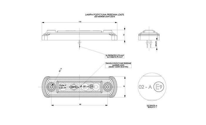 Četru HORPOL LD 677 LED universālo gabarītlampu komplekts