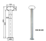 Fiksēts balsts ar skavu un čuguna skavu WINTERHOFF RSR48-600+KLE48-G 150kg 48mm 600mm