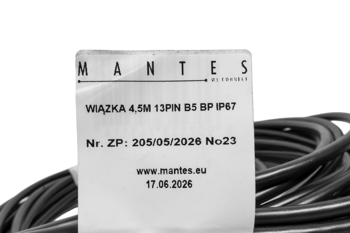 MANTES elektroinstalācija, laivas piekabes instalācija 4,4 m, 13 kontaktu spraudnis, 2x5 kontaktu bajonetes savienotāji