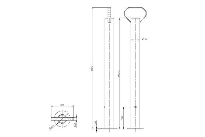 KNOTT KK12581 fiksēts balsts 150 kg piekabei 48 mm 600 mm
