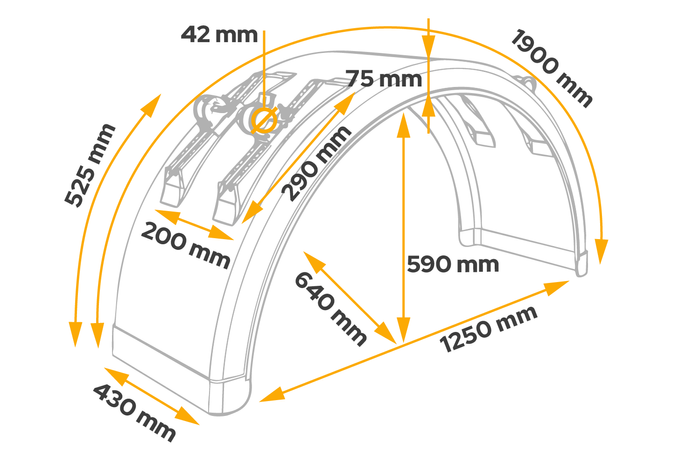 Брызговик для прицепа 19,5-22,5" DOMAR DK3075 колесная арка 1250/430 мм с кронштейнами крепления