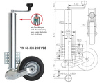 WINTERHOFF VK60-KH-200VBB automātiskais atbalsta ritenis ar rokturi 250kg 60mm 560-1030mm